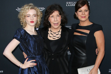 LOS ANGELES, CA - JUNE 10:  Actress Julia Garner, Lily Tomlin and Marcia Gay Harden attends the premiere of "Grandma" at the Opening Night of the 2015 Los Angeles Film Festival at Regal Cinemas L.A. Live on June 10, 2015 in Los Angeles, California.  (Photo by Paul Archuleta/FilmMagic)